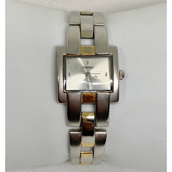 Terner silver gold tone watch women 22mm quartz analog band size 6” running - Picture 1 of 8